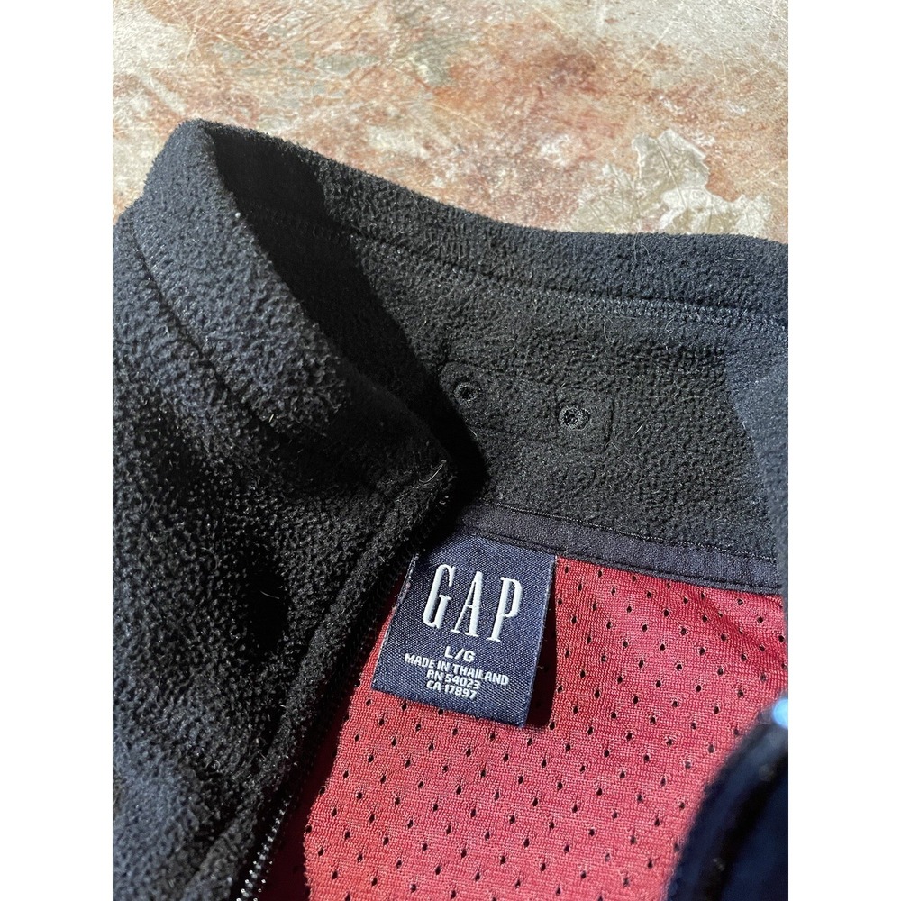 Vintage 90s GAP Fleece Black Red‎ Pullover Jacket Men's Sz L - Picture 2 of 10